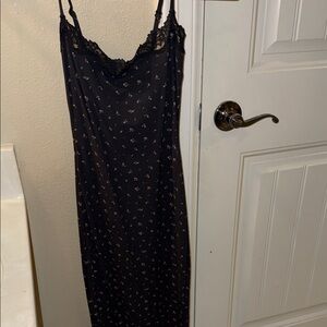 SKIMS Black Lace Trim Slip Dress